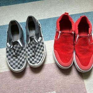 Vans slip ons size 3 (black) and 4 (red)